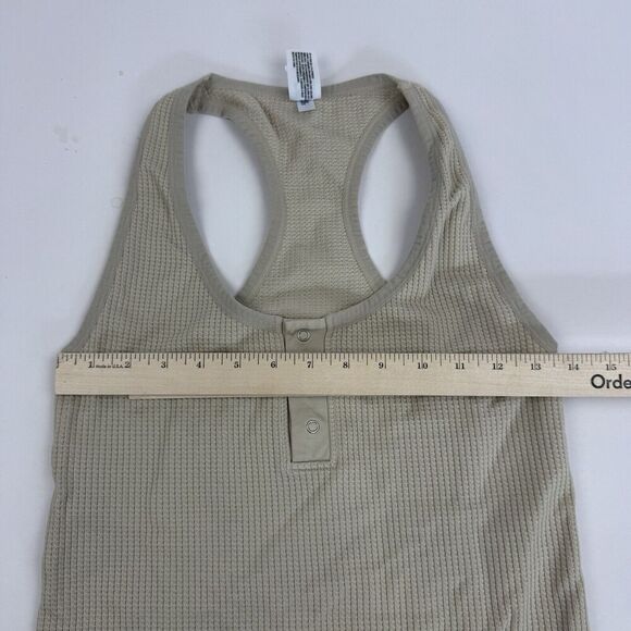 Colsie Racerback One Piece Romper Henley Waffle Knit Stretch Beige/Taupe Sz L - Picture 8 of 13